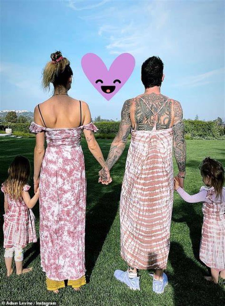 Adam Levine Wears A Dress In Adorable New Family Photo With Wife & Daughters: ‘Girls Just Wanna Have Fun’