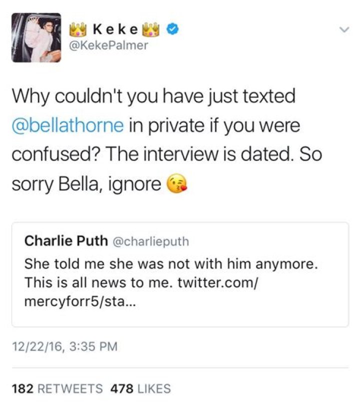 Bella Thorne Slams Charlie Puth With Help From Keke Palmer: You Could’ve Just ‘Texted’ Me