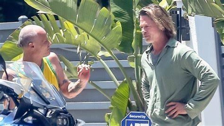 Brad Pitt, 56, Looks Smoking Hot In Ripped Jeans As He Admires Rocker Flea’s Motorcycle – See Pic