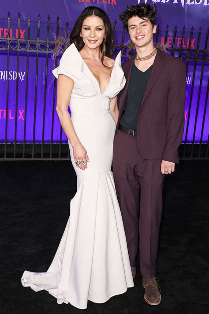 Catherine Zeta-Jones & Son Dylan Douglas Attend ‘Wednesday’ Premiere – Hollywood Life