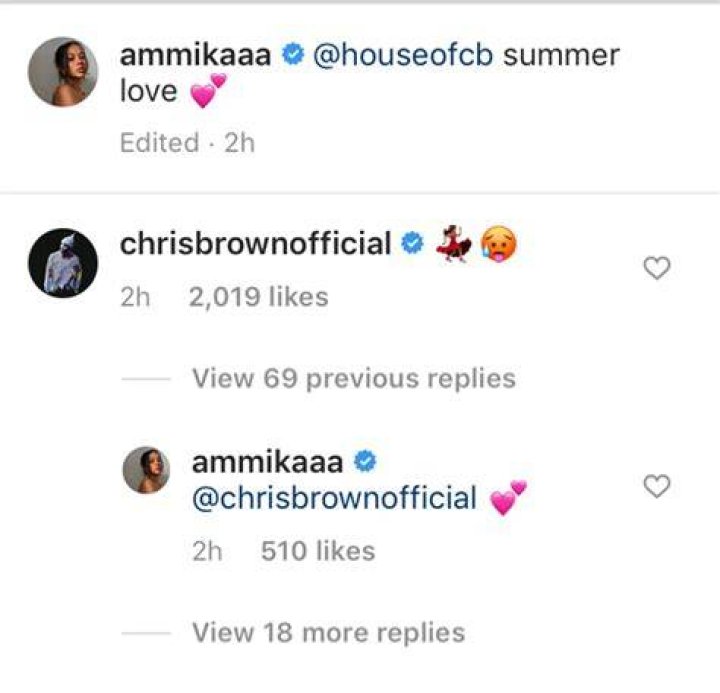 Chris Brown & Ammika Harris Flirt On IG & Fans Beg Them To Get Married – Hollywood Life