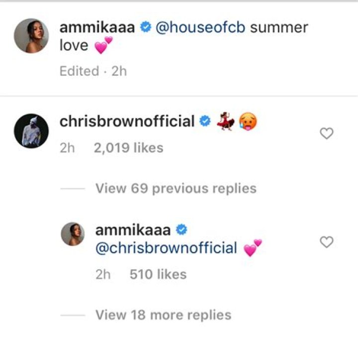 Chris Brown Leaves Flirty Comment On Ammika Harris’ Revealing Selfie — ‘Damn Girl’