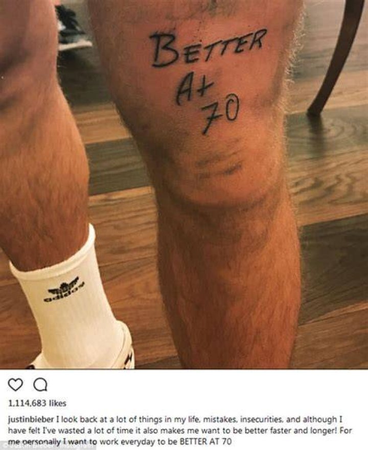 Did Justin Bieber Reveal Huge ‘Better At 70’ Tattoo? See New Pic