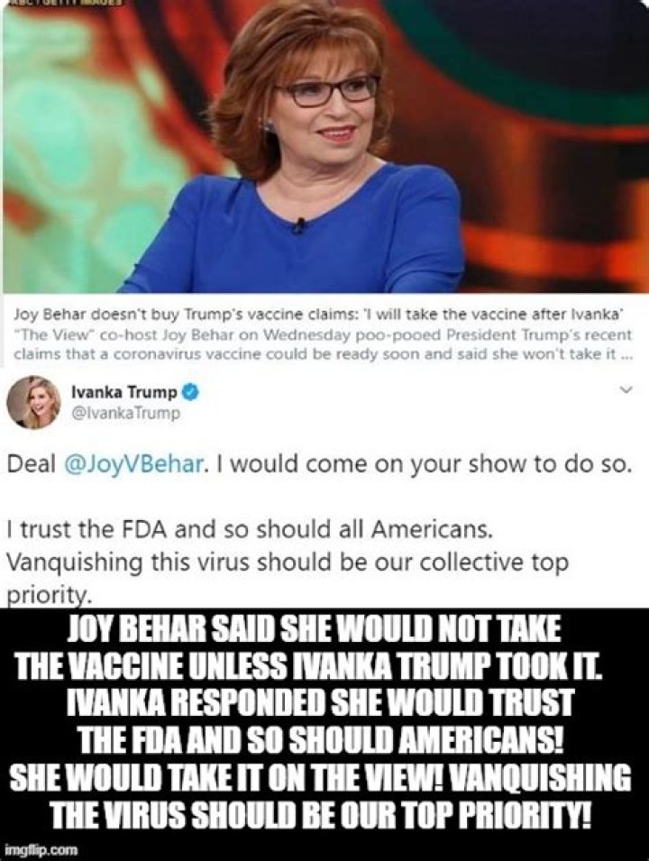 Ivanka Trump Challenges Joy Behar & Accepts Invite To Take 1st COVID-19 Vaccine On ‘The View’