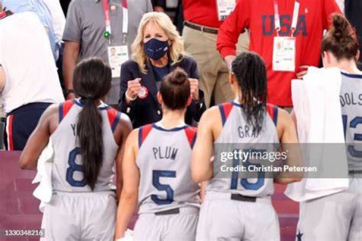 Jill Biden Cheers On Team USA In American Flag T-Shirt At Tokyo Olympics — Photos