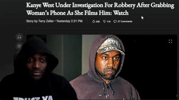 Kanye West Under Investigation For Robbery After Grabbing Woman’s Phone As She Films Him: Watch