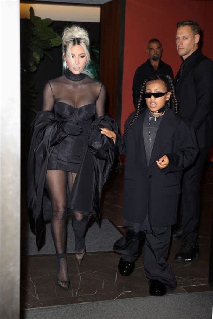 Kim Kardashian Slays In Sheer Bustier Dress Alongside North West, 9, In Sunglasses In Milan