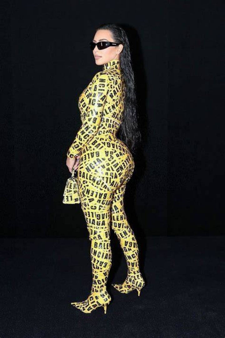 Kim Kardashian Wears Yellow Balenciaga Tape As Catsuit: Video – Hollywood Life