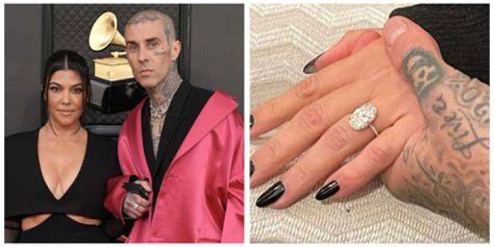Kourtney Kardashian Rocks Diamond Ring Reading Travis Barker’s Name: Photo