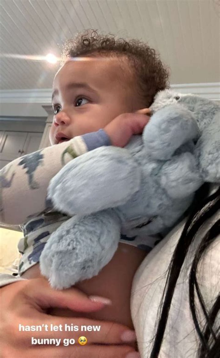 Kylie Jenner’s Son Aire, 1, Is Too Cute Holding His Valentine’s Day Bunny From Kris: Photo