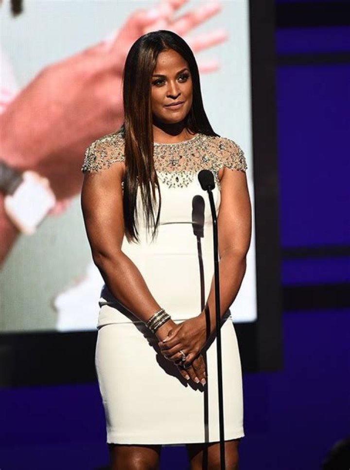 Laila Ali Stuns In Diamond Embellished White Mini Dress At BET Awards