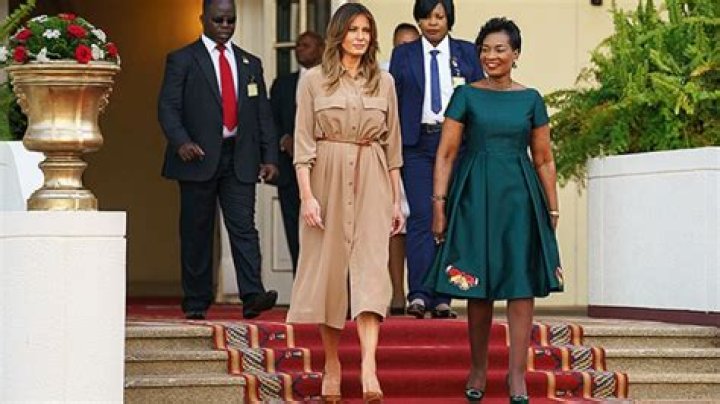 Melania Trump’s Near Wardrobe Malfunction: Struggles To Keep Her Dress Down As Wind Blows