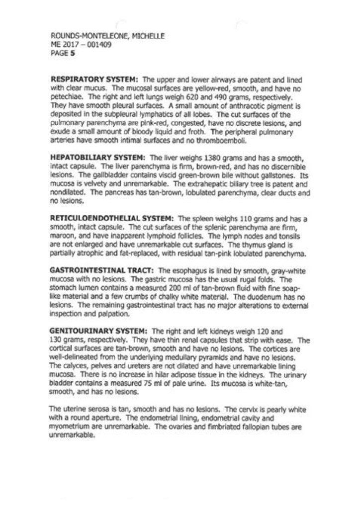 Michelle Rounds’s Autopsy Report — PICS