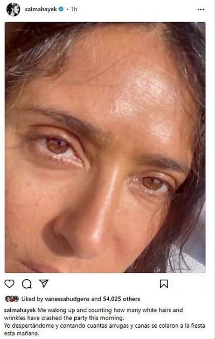 Salma Hayek Goes Makeup-Free, Embraces Her ‘Many White Hairs’: Photo – Hollywood Life