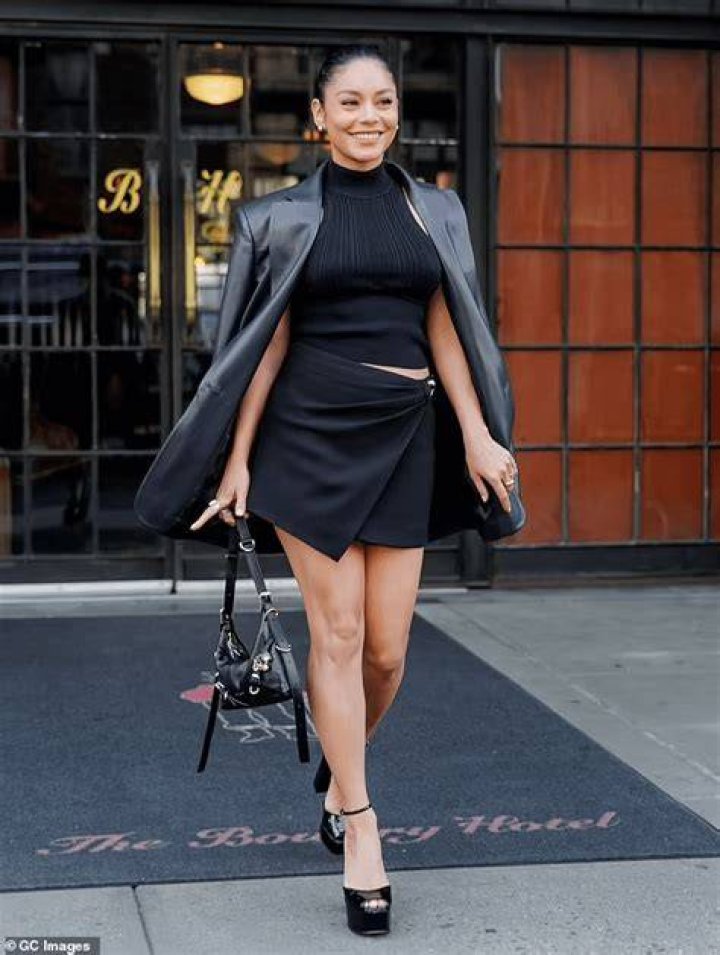 Vanessa Hudgens Rocks Little Black Dress & Tights For NYC Hotel Opening